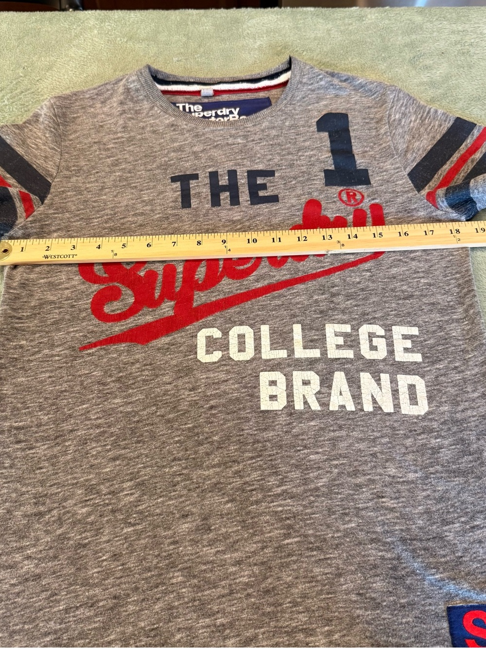 Superdry College Brand Graphic T Shirt Gray Red Blue Men’s Small Y2K - Picture 5 of 10